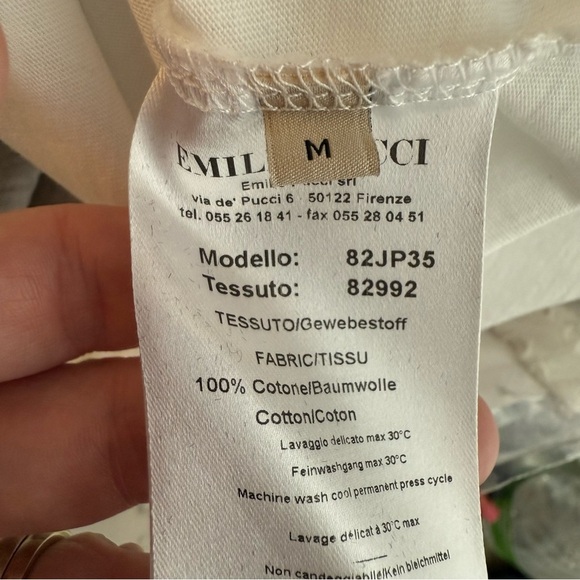 Emilio Pucci White Logo Tee with Graphic Print size M NWT - Picture 7 of 7